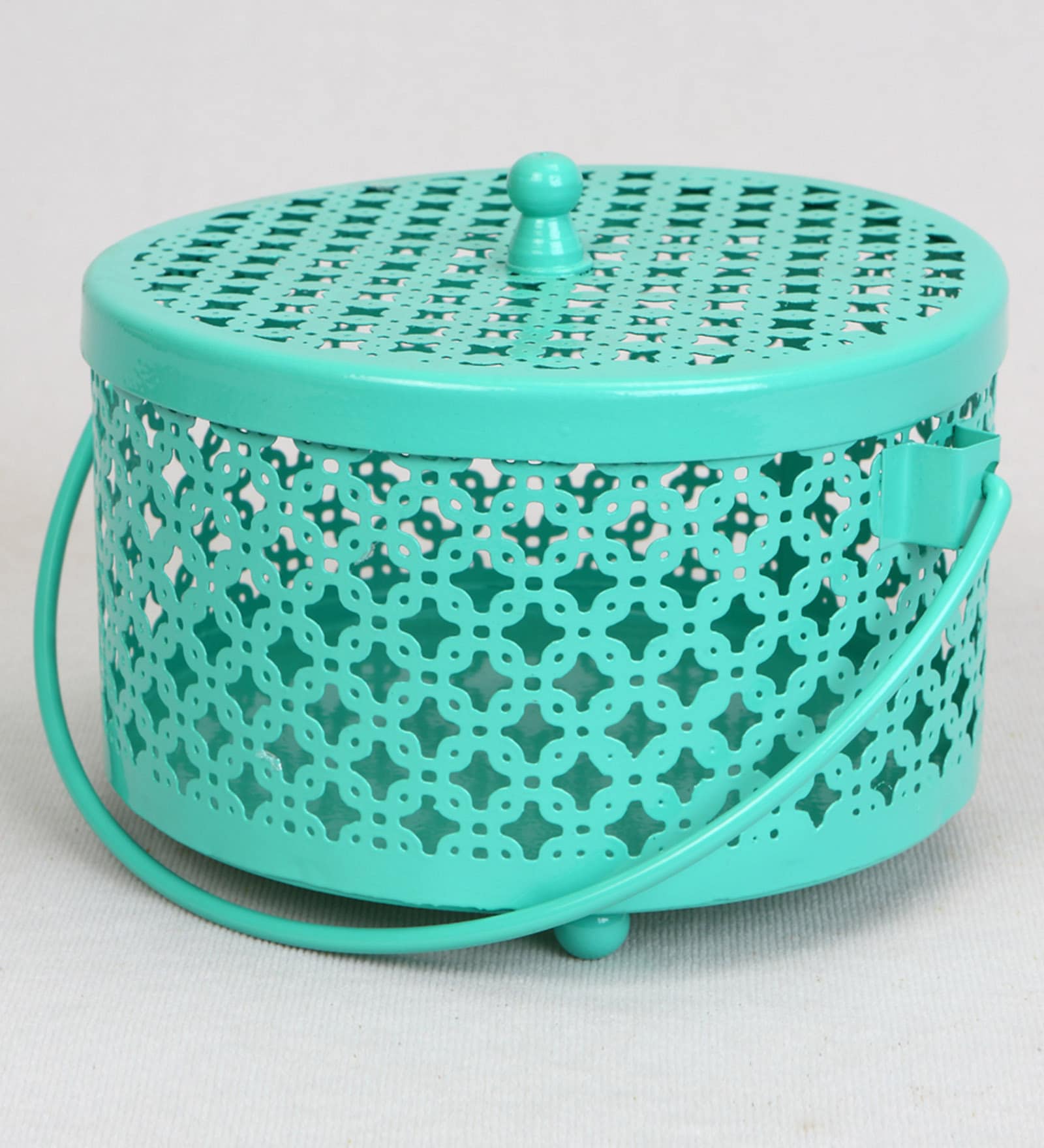 Deziworkz Round Jaali Metal Storage Box