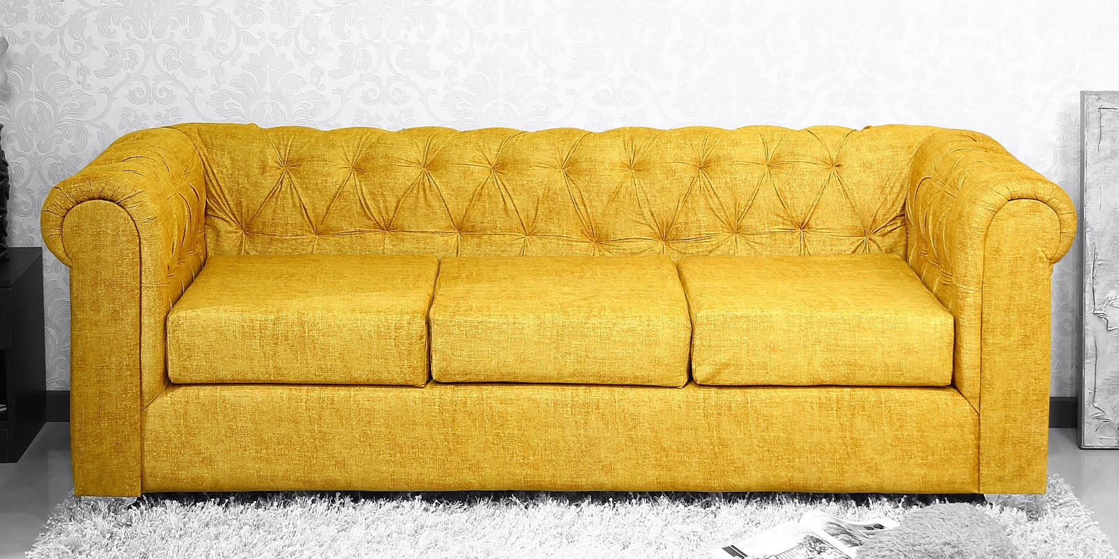 Delport 3 Seater Sofa In Yellow Colour