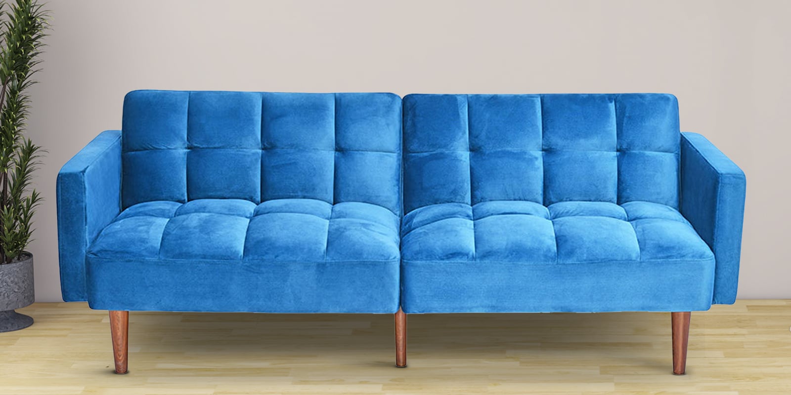 Denzel Sofa Cum Bed In Blue Finish