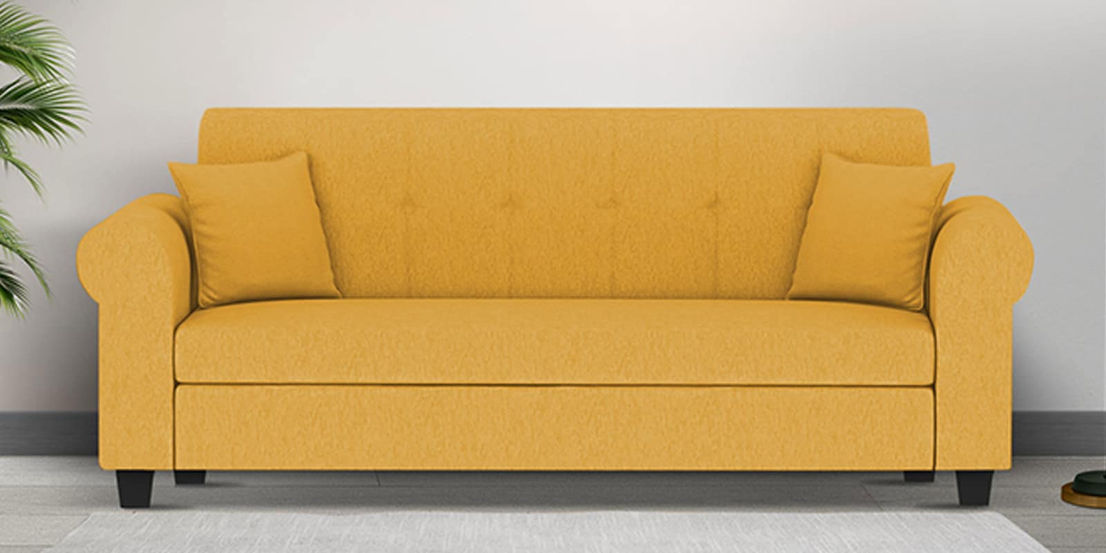 Derado Fabric 3 Seater Sofa in Bold Yellow Colour