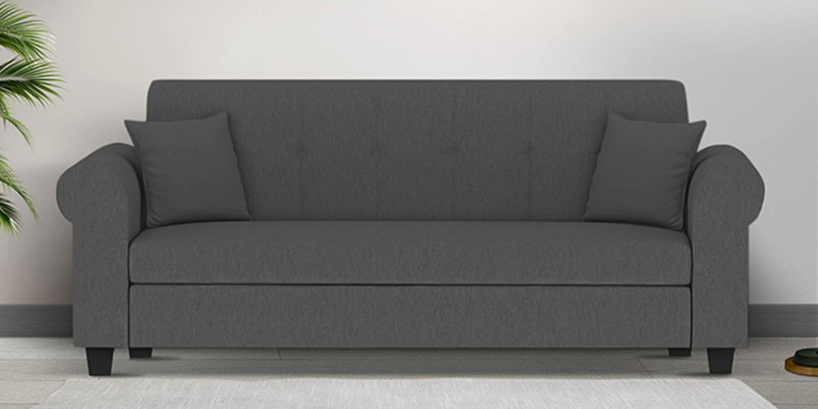 Derado Fabric 3 Seater Sofa in Charcoal Grey Colour