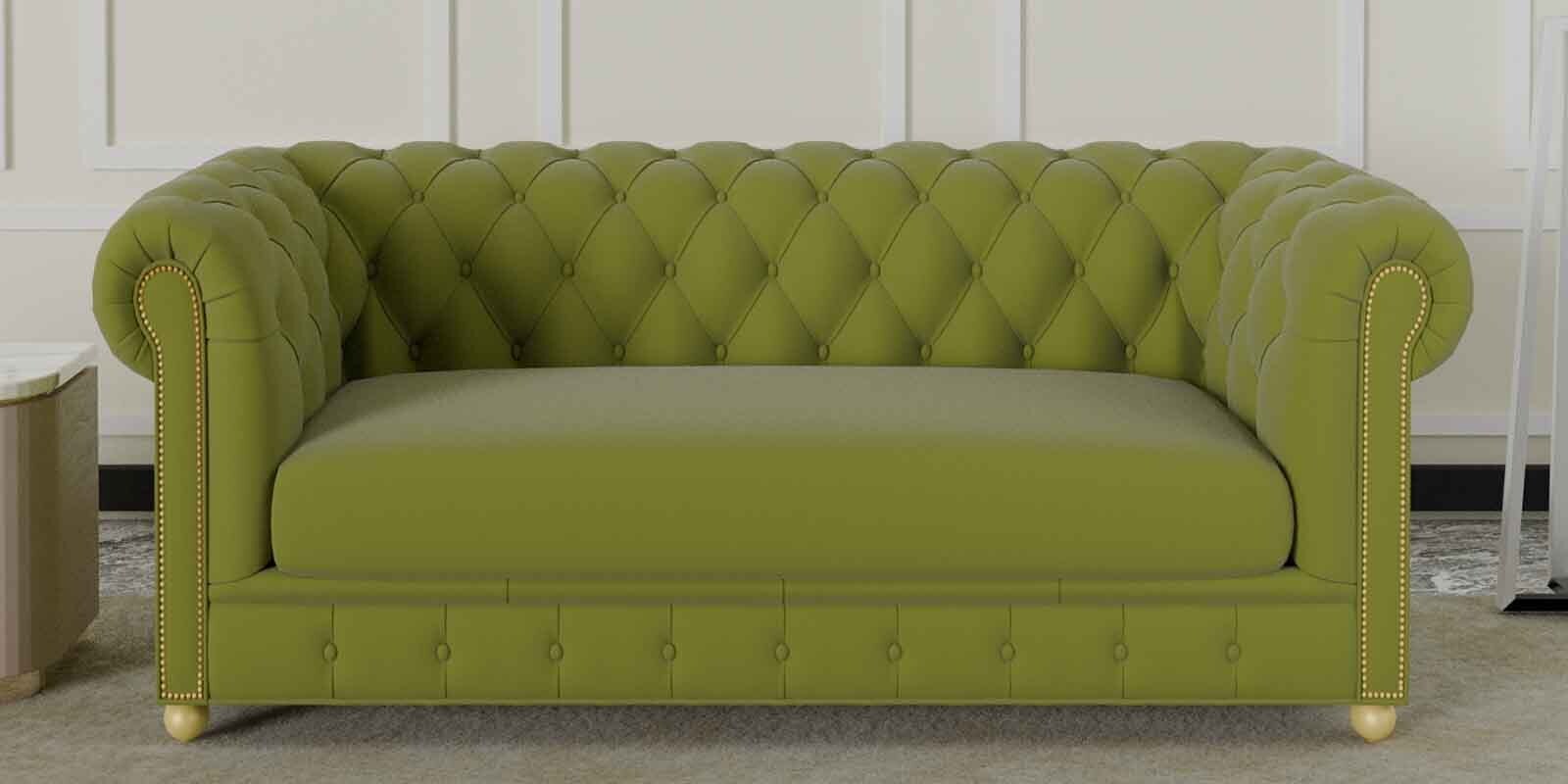 Derby Velvet 2 Seater Sofa In Lime Green Colour