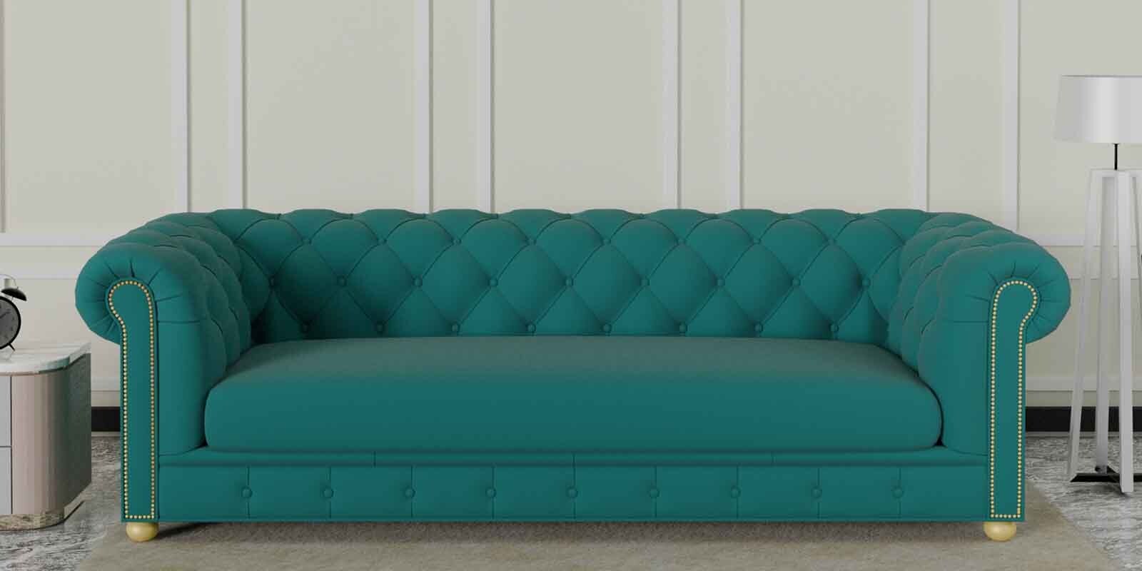 Derby Velvet 3 Seater Sofa In Teal Green Colour