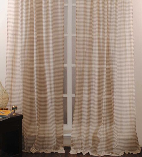 Buy Champagne Polyester 50 X 96 Inch Door Curtain Set Of 2 By