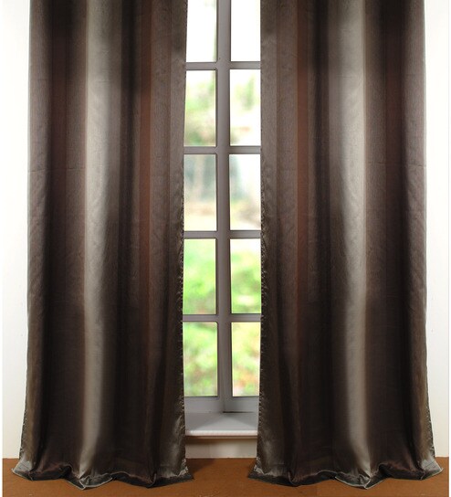 Buy Chocolate Brown Polyester 42 X 96 Inch Door Curtain Set Of 2
