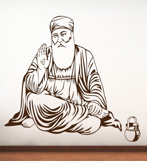 Decor Kafe Self Adhesive Vinyl Shree Guru Nanak Dev Ji Wall Decal
