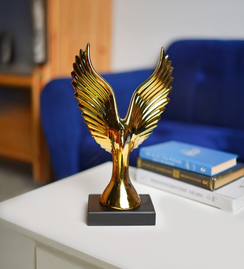 market 99 Black & Golden Ceramic Eagle Figurine-picture-37