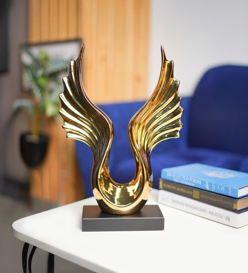 market 99 Golden Ceramic Wing Sculpture-picture-35