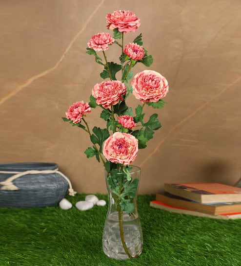 Orange Polyester Peony Artificial Flower