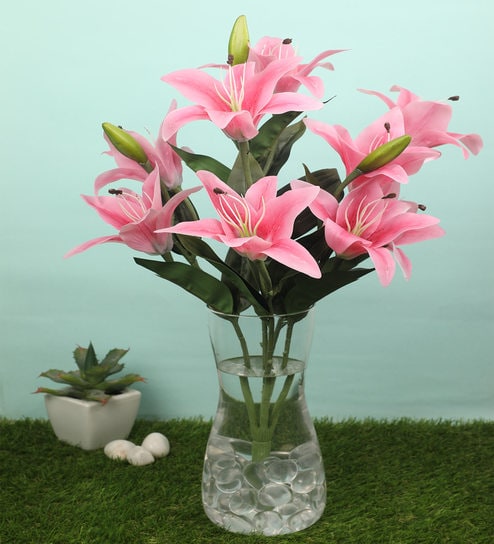 Pink Polyurethane Lily Artificial Flowers