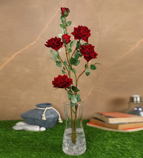 Maroon Velvet Rose Artificial Flower s Pack of 2