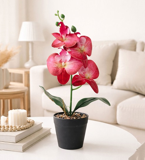 Maroon Decorative Artificial Flower Pot