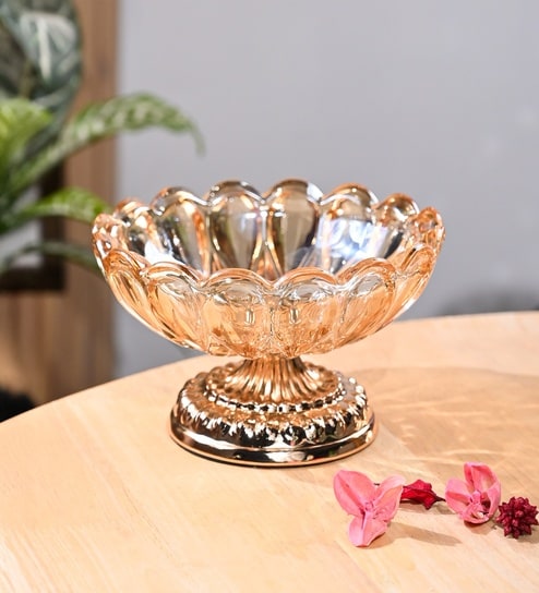 Golden Hammered Metal Bowl With Matte Texture
