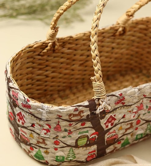 Decorative Fruit Gift Baskets | Hamper Baskets | Bamboo Basket | Gift Hamper | Seagrass oval Basket - Multi (Design 07)