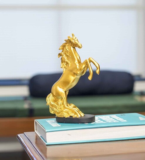 Decorative Horse Golden Polyresin Figurine