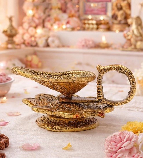 Golden Decorative Metal Deepak Diya