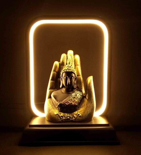 wens Decorative Polyresin Gautam Buddha Acrylic Base LED Light-picture-15