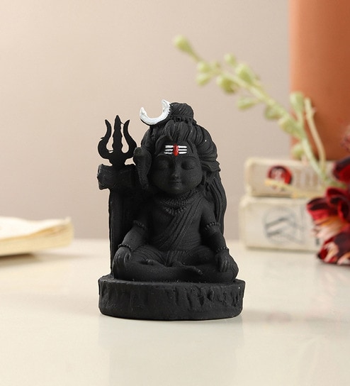Black Decorative Polyresin Lord Shiva Idol