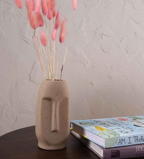 Decorative Viso 6 Inch Beige Ceramic Vase