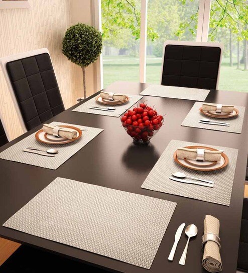 Buy Pvc Brown Rectangular Placemats Set Of 6 By Decorika Online