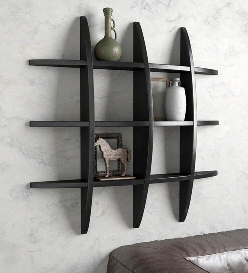 Buy Criss Cross Wall Shelf In Black Finish By Decornation Online Modern Wall Shelves Wall Shelves Home Decor Pepperfry Product