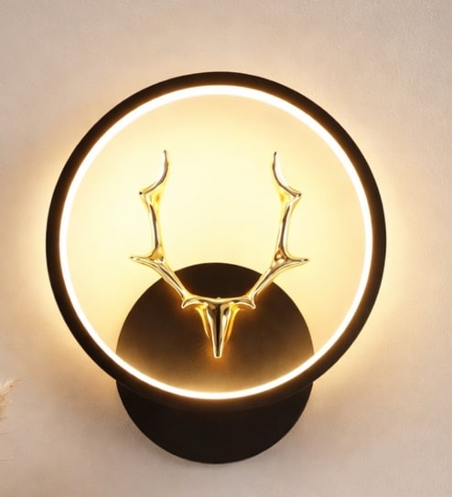 Deer Horn Novelty Wall Lamp Round Design Set of 1