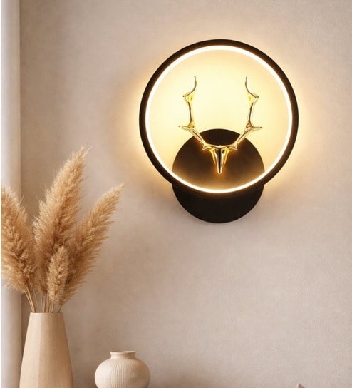 Deer Horn Novelty Wall Lamp Round Design Set of 2
