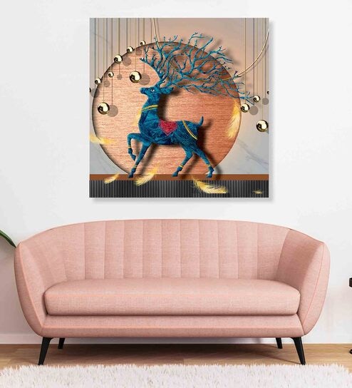 Deer Multicolour Canvas Framed Wall Painting