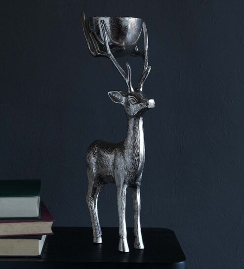 Deer Silver Metal Tealight Holder