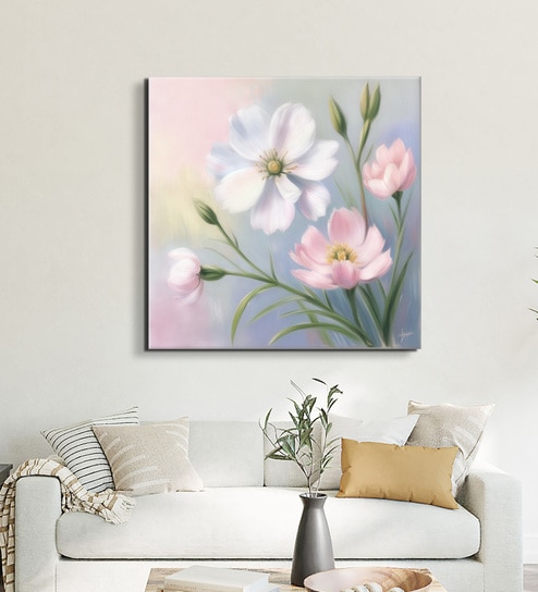 Pink and White Blooms Canvas Printed Wall Painting Stretch Canvas Frame