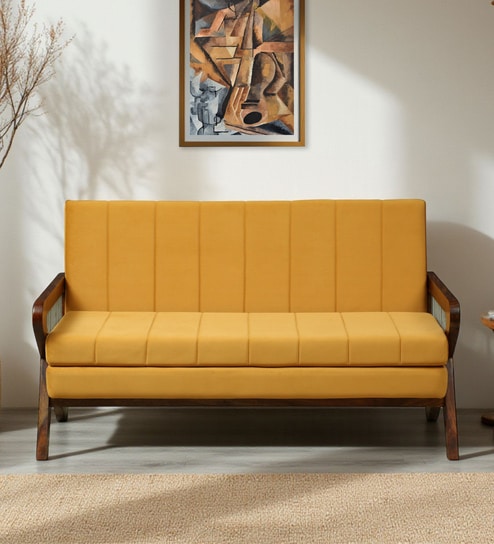 Delnice Sheesham Wood 3 Seater Sofa In Walnut Finish