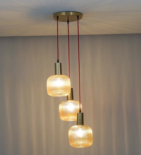 Demarius Amber Glass Cluster Round Hanging Pendant Light