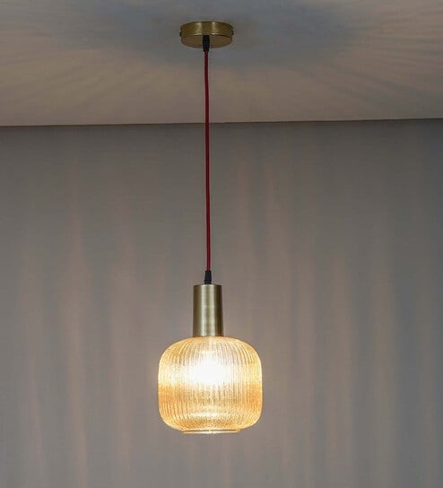 Demarius Amber Glass Single Light Hanging Pendant Light
