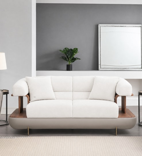 Denali 2 Seater Sofa In White And Grey Color