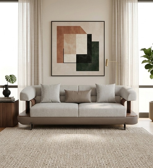Denali 3 Seater Sofa In White And Grey Color