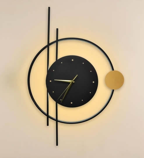 Denric LED Wall Lamp with Clock Modern Decorative Wall Light with 3 Light Modes (Warm, Natural & Cool White) | Bedroom, Living Room & Bedside | 1Year Warranty