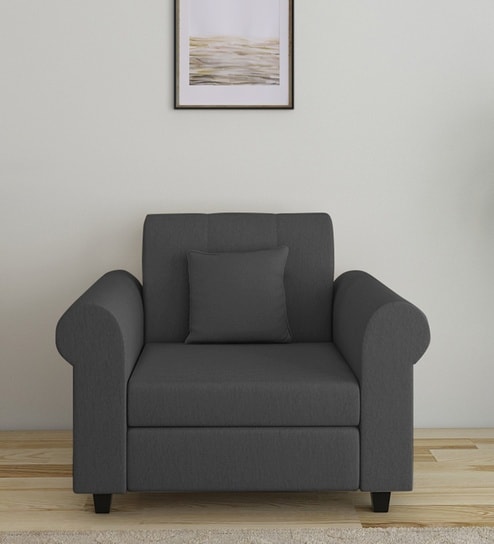 Derado Fabric 1 Seater Sofa in Charcoal Grey Colour