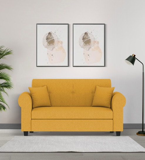 Derado Fabric 2 Seater Sofa in Bold Yellow Colour