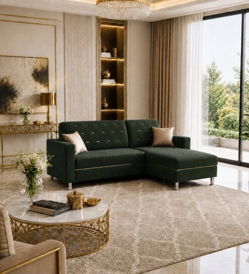 Derek 2 Seater LHS Sofa In Green Color