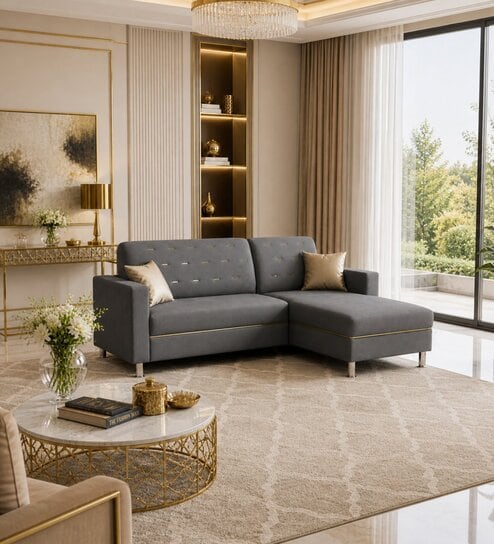 Derek 2 Seater LHS Sofa In Grey Color