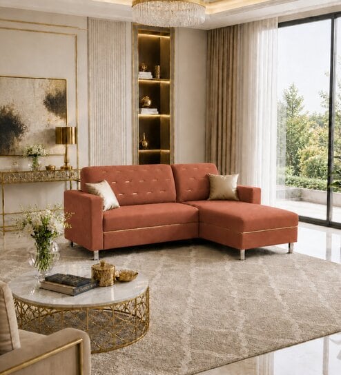 Derek 2 Seater LHS Sofa In Rose Gold Color