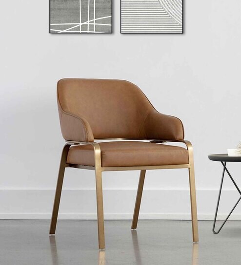 Derome Leatherette Arm Chair in Tan Colour