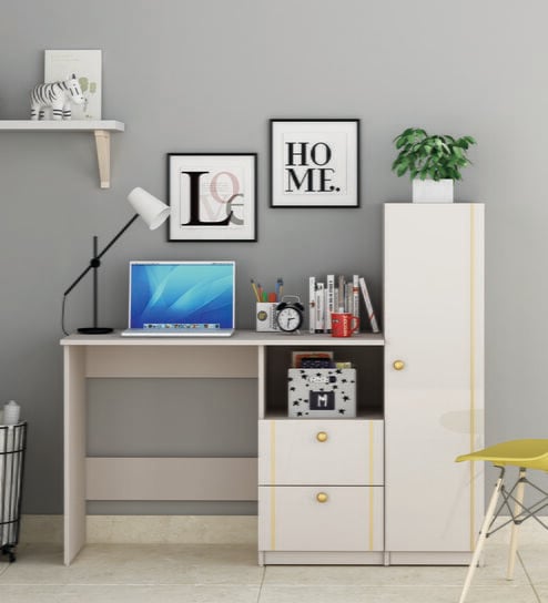 Derrick Study Table In Champagne Finish