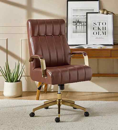 Derrus Leatherette Executive Chair In Brown Colour