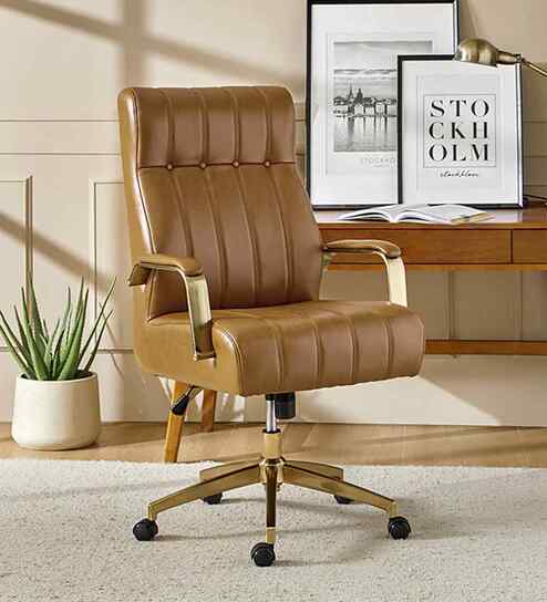 Derrus Leatherette Executive Chair In Tan Colour