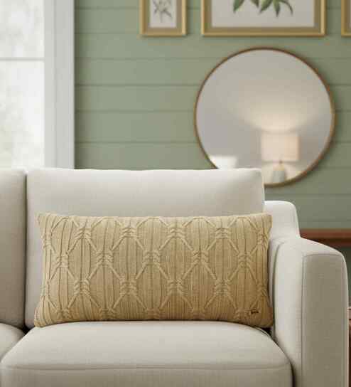 Desert Sand 100% Cotton Holly 12X20 Inches Knitted Cushion Cover