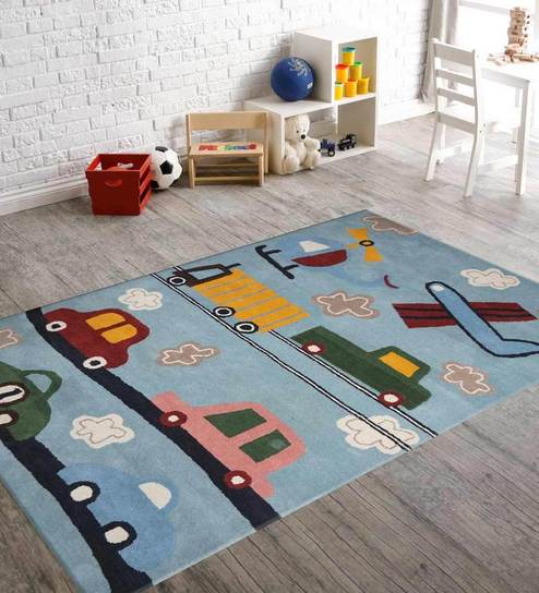 Buy Indian Hand Made Floor Carpet Tufted Kids Car Design By