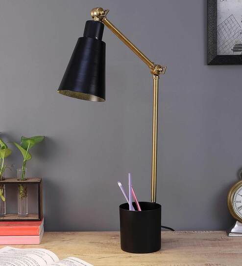 Potterybarn Black Study Lamp With Metal Base