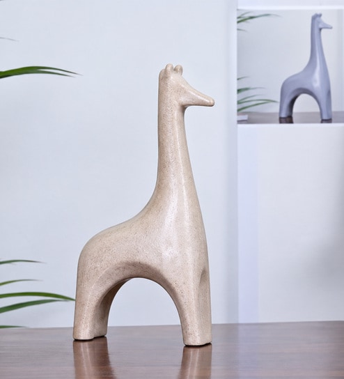 Giraffe White Resin Showpiece