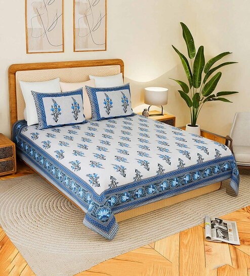 Designer Soft Cotton Bedsheet King Size Set for Double Bed with Pillow Covers for Home Styling